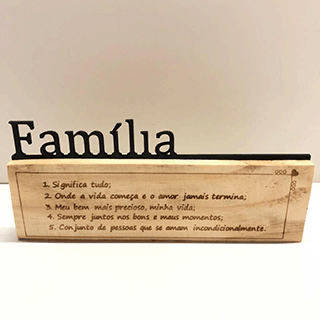 Plaquinha Decorativa com Frases de Famlia